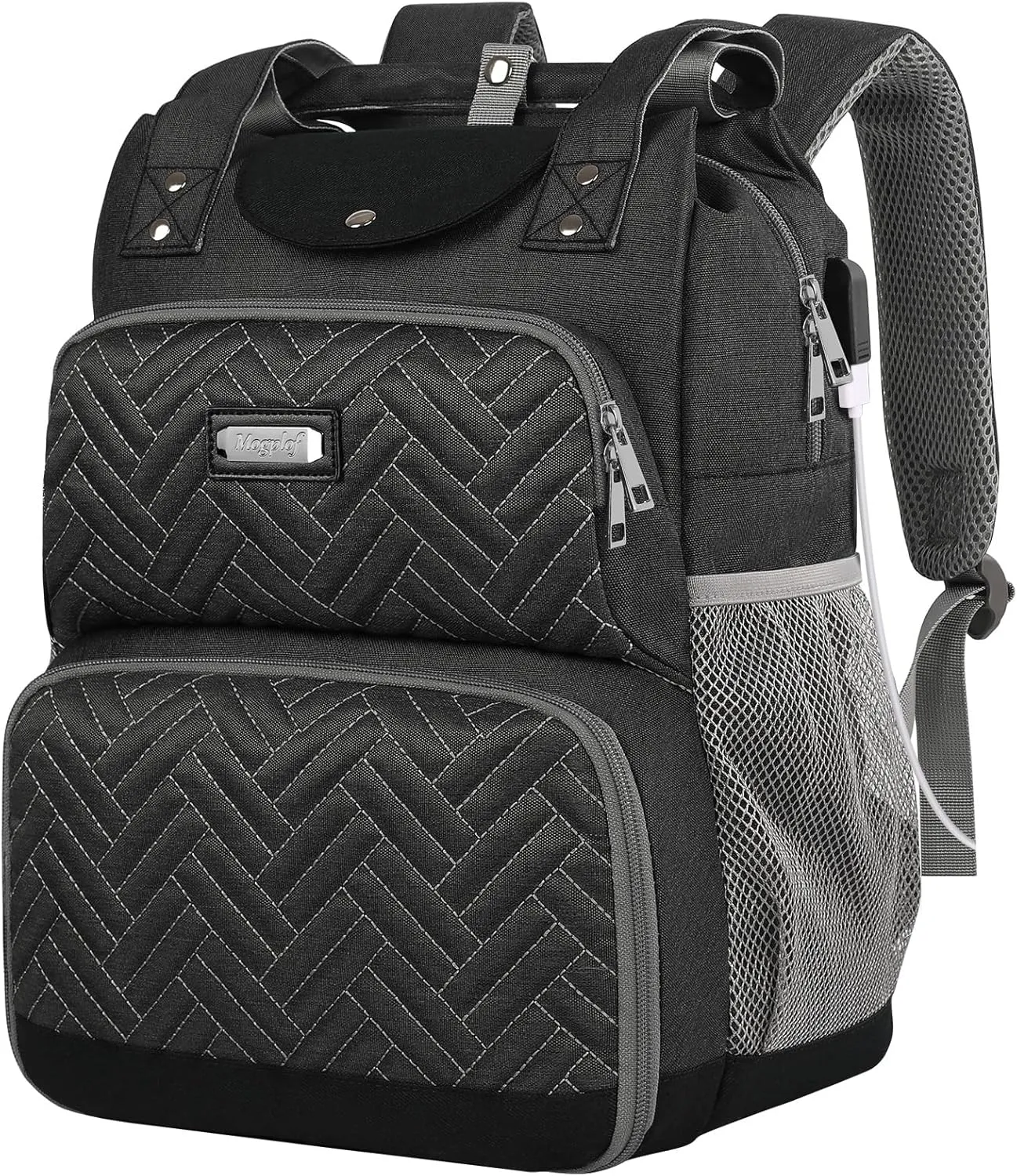 Mogplof Lunch Backpack, Backpack Lunch Bag for Women, 15.6 Inch Lunchbox Backpack with USB and RFID Pockets, Water-resistant Backpack with Lunch Compartment,Laptop lunch Bag for Work Picnic
