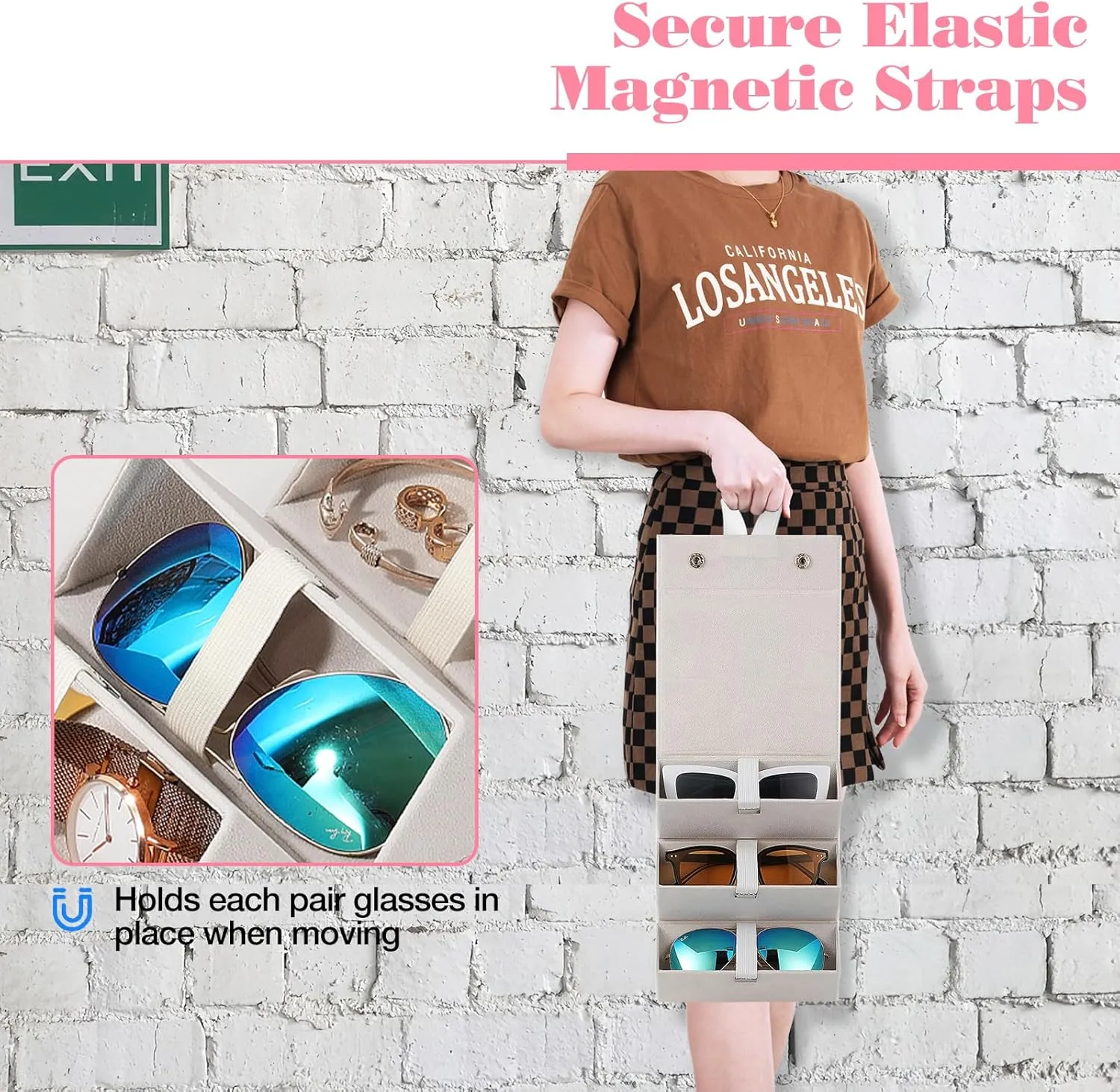 MoKo Sunglasses Organizer, Travel Glasses Case Storage Portable Sunglasses Storage Case for Women Men