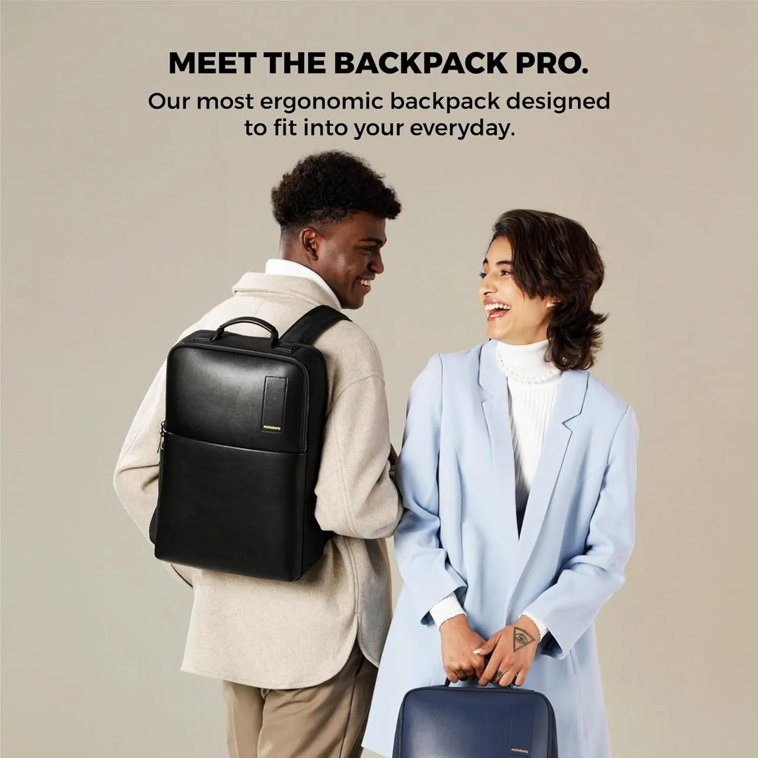 MOKOBARA Unisex-Adult The Backpack Pro Black Vegan Leather Water Resistant Laptop 15.6Laptop Compartment Work Backpack 21L 2022 - Model One Size Medium Deep Black