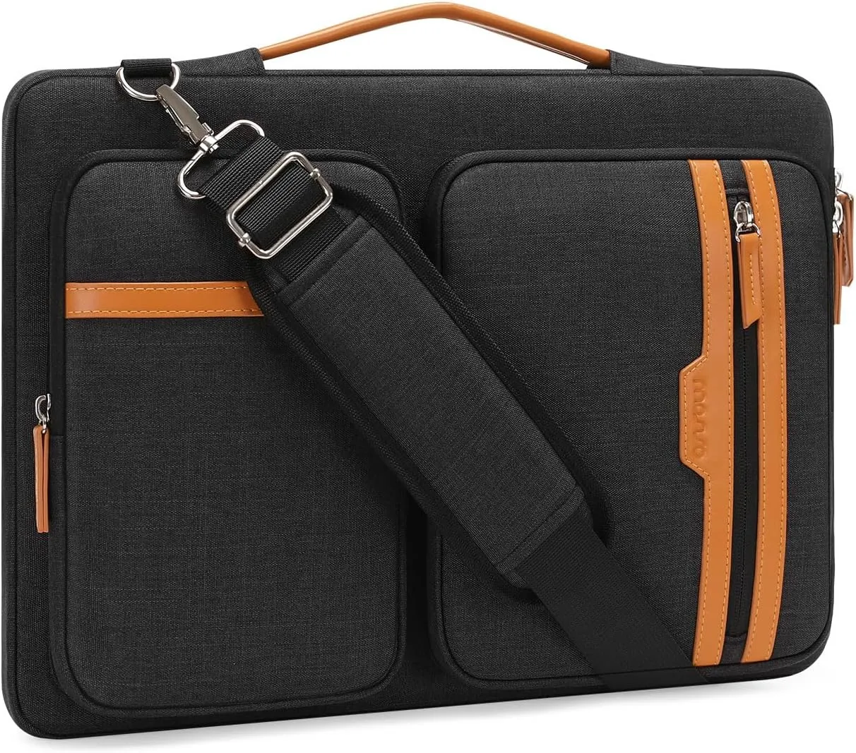 MOSISO 360 Protective Laptop Bag, 13.3 inch Computer Bag Compatible with MacBook Pro 14, HP, Dell, Asus Notebook, Side Open Sleeve with 2 Rectangle Zipper Pockets&Extendable Handle, Black