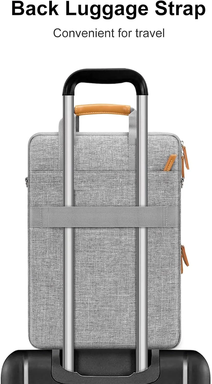MOSISO 360 Protective Laptop Bag, 15.6 inch Vertical Computer Bag Compatible with MacBook Pro 16 inch, HP, Dell, Lenovo, Asus Notebook with Shoulder Strap & Front Raised & Vertical Pockets, Gray