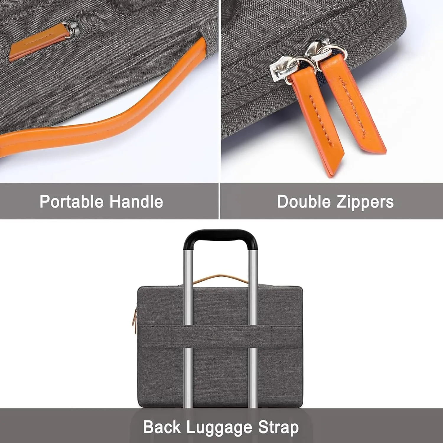 MOSISO 360 Protective Laptop Case 13.3 inch, 13-14 inch Laptop Sleeve Compatible with MacBook Air/Pro 13 / Pro 14, HP Dell Acer ASUS, Side Open Carrying Case with 4 Zipper Pockets&Handle, Taupe Gray