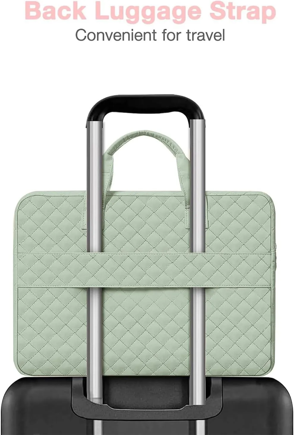 MOSISO 360 Protective Laptop Case 13.3 inch, 13-14 inch Laptop Sleeve Compatible with MacBook Air/Pro 13/Pro 14, HP Dell ASUS Lenovo, Square Quilted Bag Cover with 2 Pockets&Handle&Belt, Sage Green