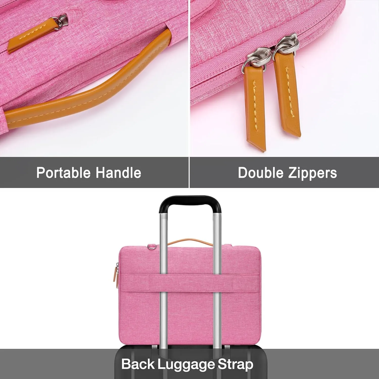 MOSISO 360 Protective Laptop Shoulder Bag,13-13.3 inch Computer Bags Compatible with MacBook, HP, Dell, Lenovo, Asus Notebook,Side Open Messenger Bag with 4 Zipper Pockets, Rose Red