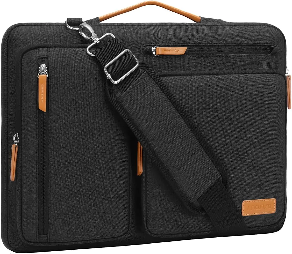 MOSISO 360 Protective Laptop Shoulder Bag,17-17.3 inch Computer Bags Compatible with MacBook, HP, Dell, Lenovo, Asus Notebook,Side Open Messenger Bag with 4 Zipper Pockets, Black