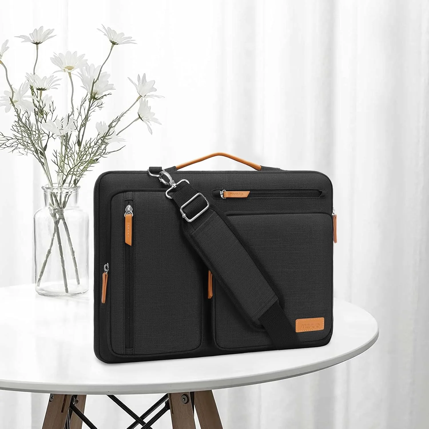 MOSISO 360 Protective Laptop Shoulder Bag,17-17.3 inch Computer Bags Compatible with MacBook, HP, Dell, Lenovo, Asus Notebook,Side Open Messenger Bag with 4 Zipper Pockets, Black