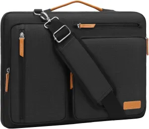 MOSISO 360 Protective Laptop Shoulder Bag,17-17.3 inch Computer Bags Compatible with MacBook, HP, Dell, Lenovo, Asus Notebook,Side Open Messenger Bag with 4 Zipper Pockets, Black