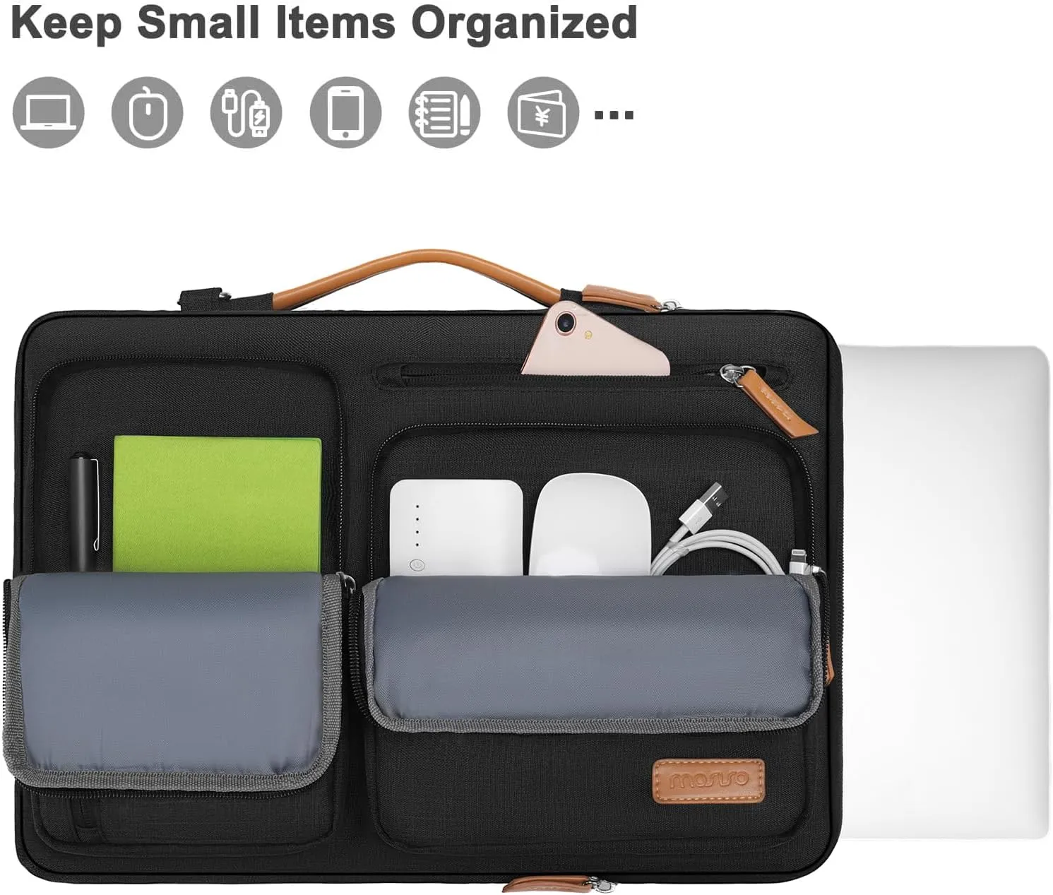 MOSISO 360 Protective Laptop Shoulder Bag,17-17.3 inch Computer Bags Compatible with MacBook, HP, Dell, Lenovo, Asus Notebook,Side Open Messenger Bag with 4 Zipper Pockets, Black