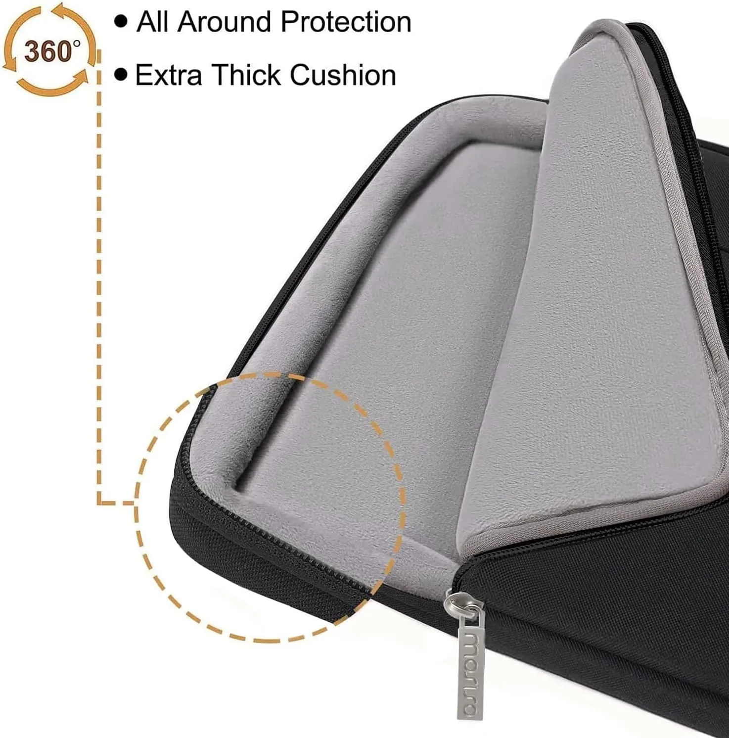 MOSISO 360 Protective Laptop Sleeve Compatible with MacBook Air/Pro, 13-13.3 inch Notebook, Compatible with MacBook Pro 14 inch M4 M3 M2 M1 2025-2021 with Belt&3 Horizontal Parallel Pockets, Black