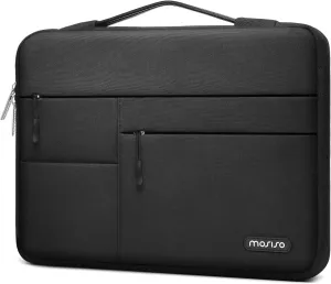 MOSISO 360 Protective Laptop Sleeve Compatible with MacBook Air/Pro, 13-13.3 inch Notebook, Compatible with MacBook Pro 14 inch M4 M3 M2 M1 2025-2021 with Belt&3 Horizontal Parallel Pockets, Black