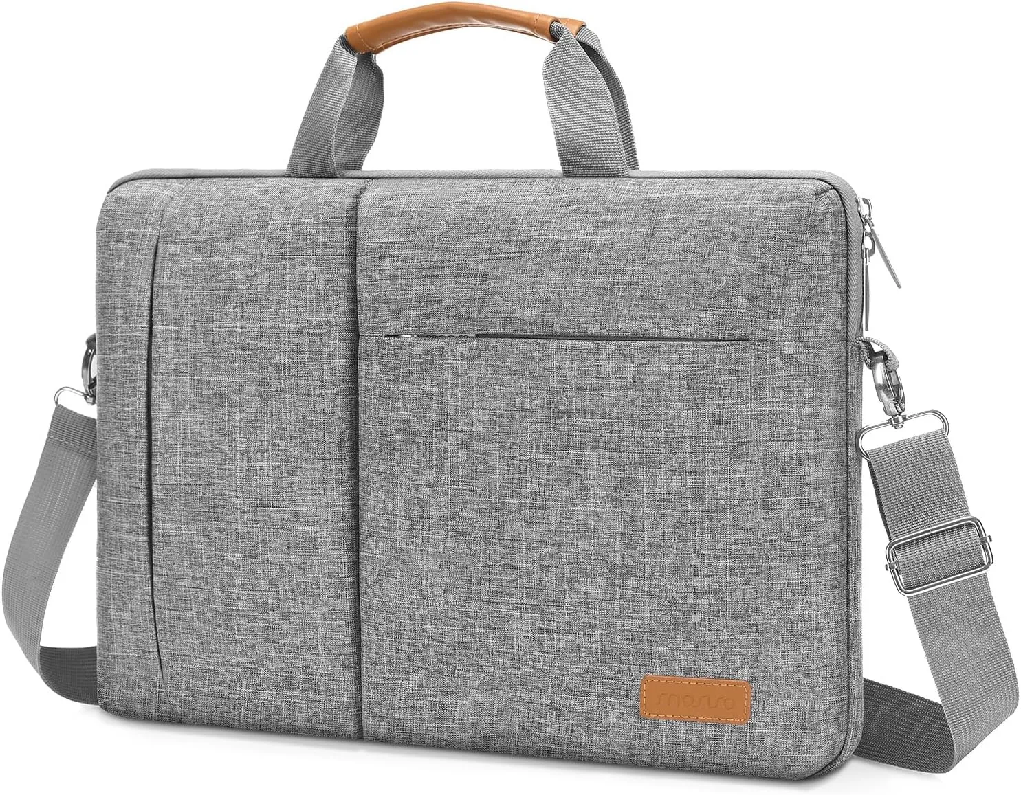 MOSISO Laptop Shoulder Bag, 15-15.6 inch Computer Bag Compatible with MacBook Pro 16 inch, HP, Dell, Lenovo, Asus Notebook, Laptop Sleeve with Front Vertical & Horizontal Hidden Zippers Pockets, Gray