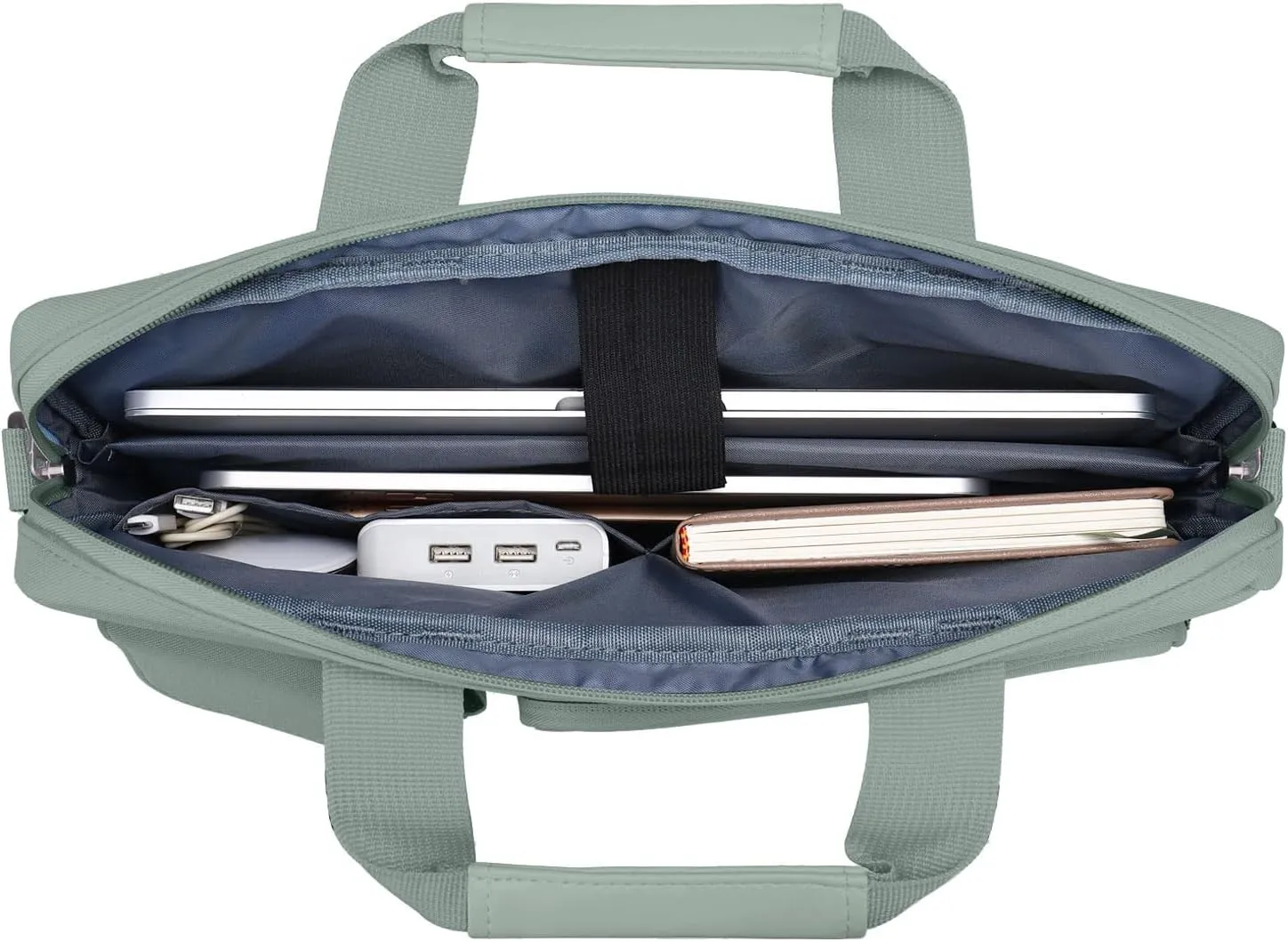 MOSISO Laptop Shoulder Bag Compatible with MacBook Air/Pro,13-13.3 inch Notebook,Compatible with MacBook Pro 14 inch M4 M3 M2 M1 with 2 Raised&1 Flapover&1 Horizontal Pocket&Handle&Belt, Antique Green