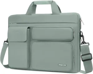 MOSISO Laptop Shoulder Bag Compatible with MacBook Air/Pro,13-13.3 inch Notebook,Compatible with MacBook Pro 14 inch M4 M3 M2 M1 with 2 Raised&1 Flapover&1 Horizontal Pocket&Handle&Belt, Antique Green