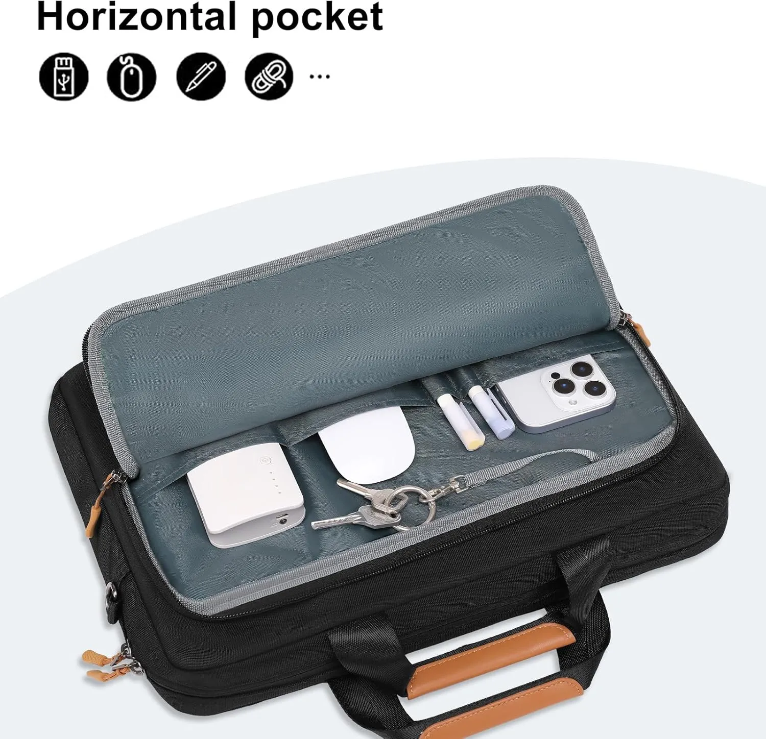 MOSISO Laptop Shoulder Messenger Bag, 15-15.6 inch Computer Bag Compatible with MacBook Pro 16 inch, HP, Dell, Lenovo, Asus Notebook, Briefcase with Front Rectangle&Horizontal Pockets&Belt, Black