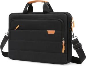 MOSISO Laptop Shoulder Messenger Bag, 15-15.6 inch Computer Bag Compatible with MacBook Pro 16 inch, HP, Dell, Lenovo, Asus Notebook, Briefcase with Front Rectangle&Horizontal Pockets&Belt, Black