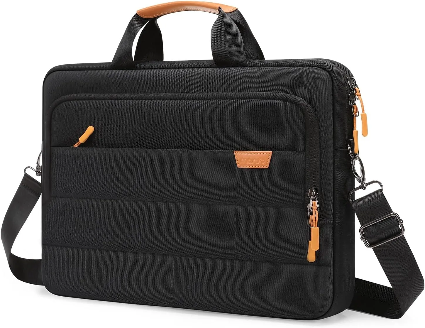 MOSISO Laptop Shoulder Messenger Bag, 15-15.6 inch Computer Bag Compatible with MacBook Pro 16 inch, HP, Dell, Lenovo, Asus Notebook, Briefcase with Front Rectangle&Horizontal Pockets&Belt, Black