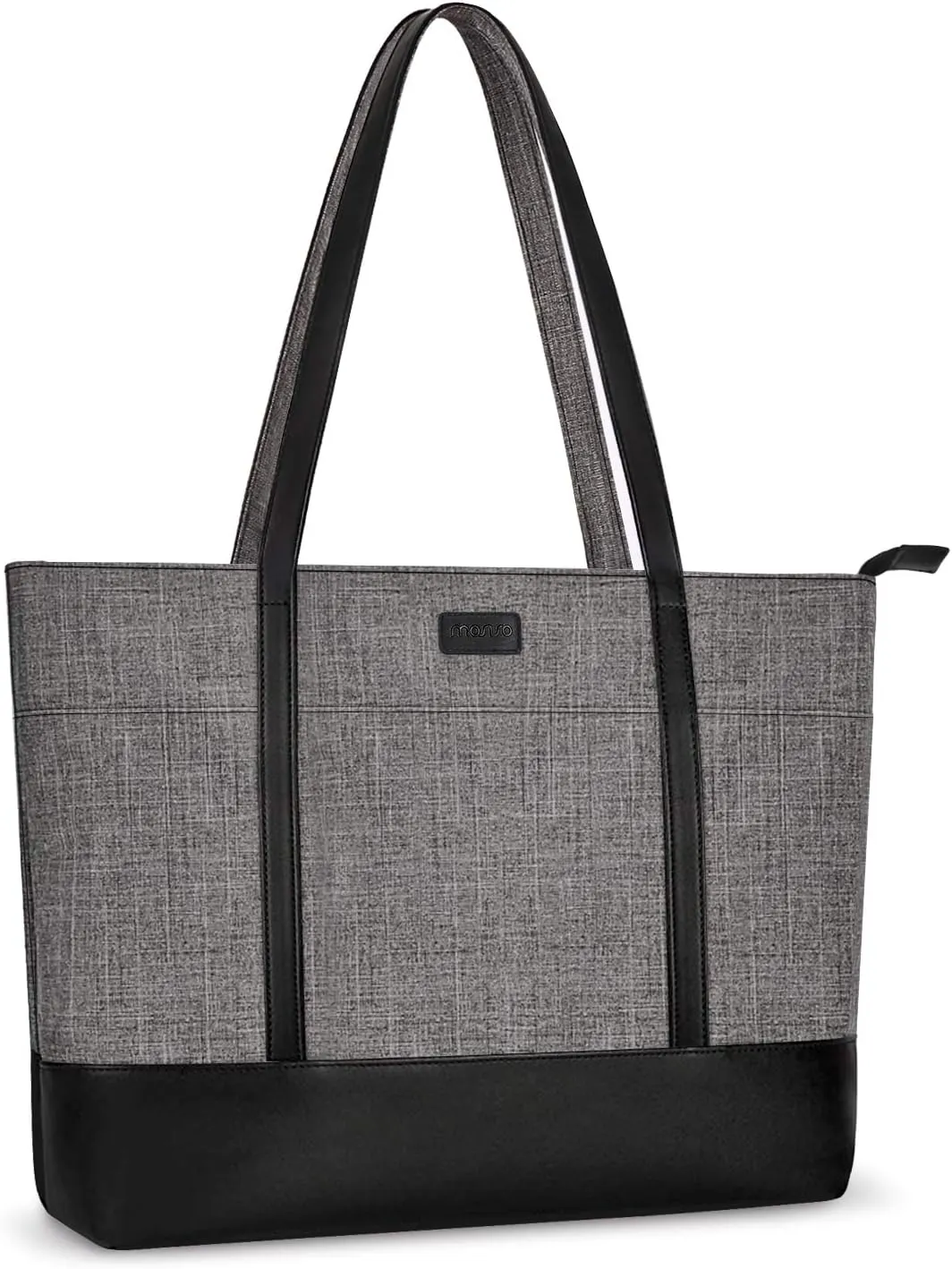 MOSISO Laptop Tote Bag for Women (17-17.3 inch), Polyester PU Leather Lightweight Business Travel School Bag with Front 3 Pockets