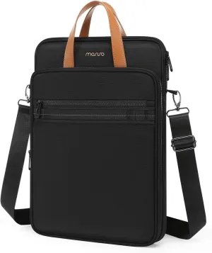 MOSISO Vertical Laptop Shoulder Bag, 15-15.6 inch Computer Bag Compatible with MacBook Pro 16 inch, HP, Dell, Lenovo, Asus Notebook with Front Raised & Horizontal & Button Pockets & Belt, Black
