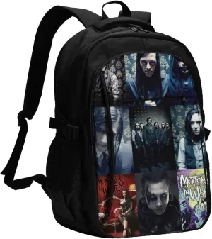 Motionless Rock In White Backpack with USB Charing Port Laptop Daypack Travel Bag Classic Laptop Backpack
