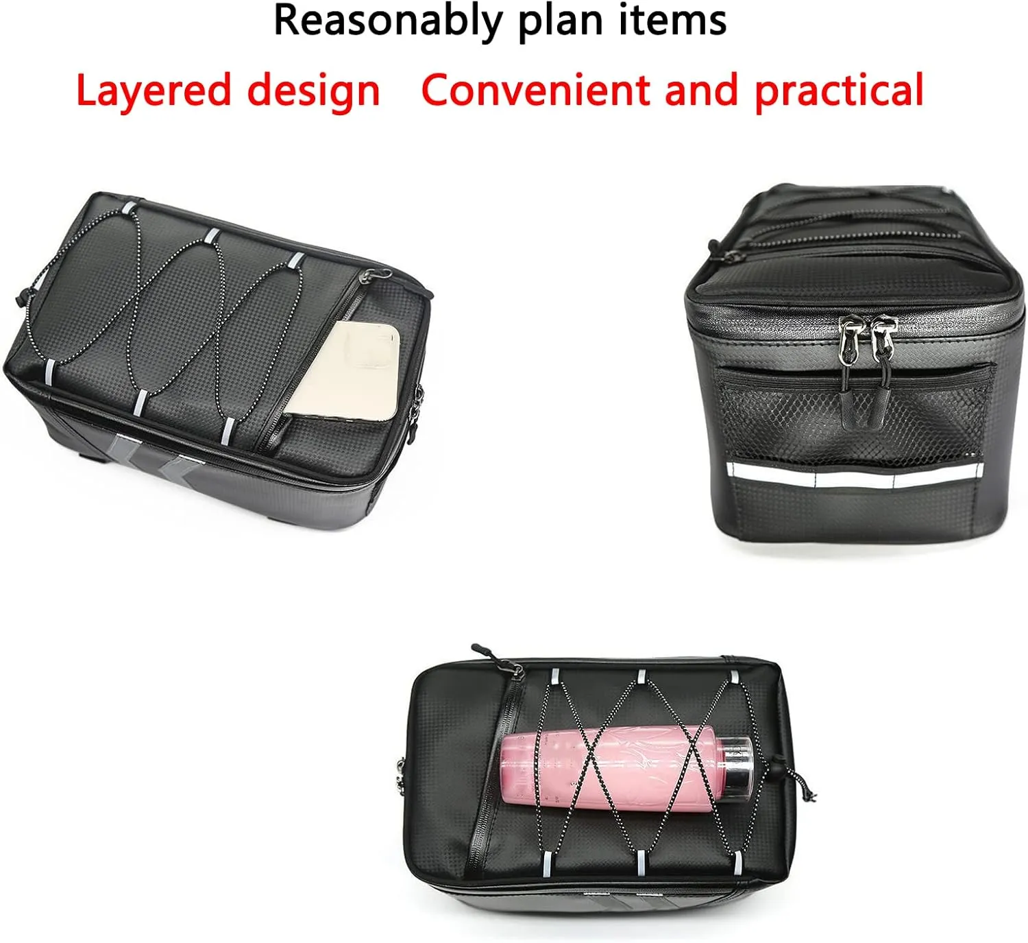 Motorcycle Tail Bag, Multifunctional Water Resistant Bicycle Tool Bag, Bike Saddle Bag with 8l/9l Large Capacity Storage Rear Rack Bag - Bike Cargo Bag for Commuter and Trekking Bikes