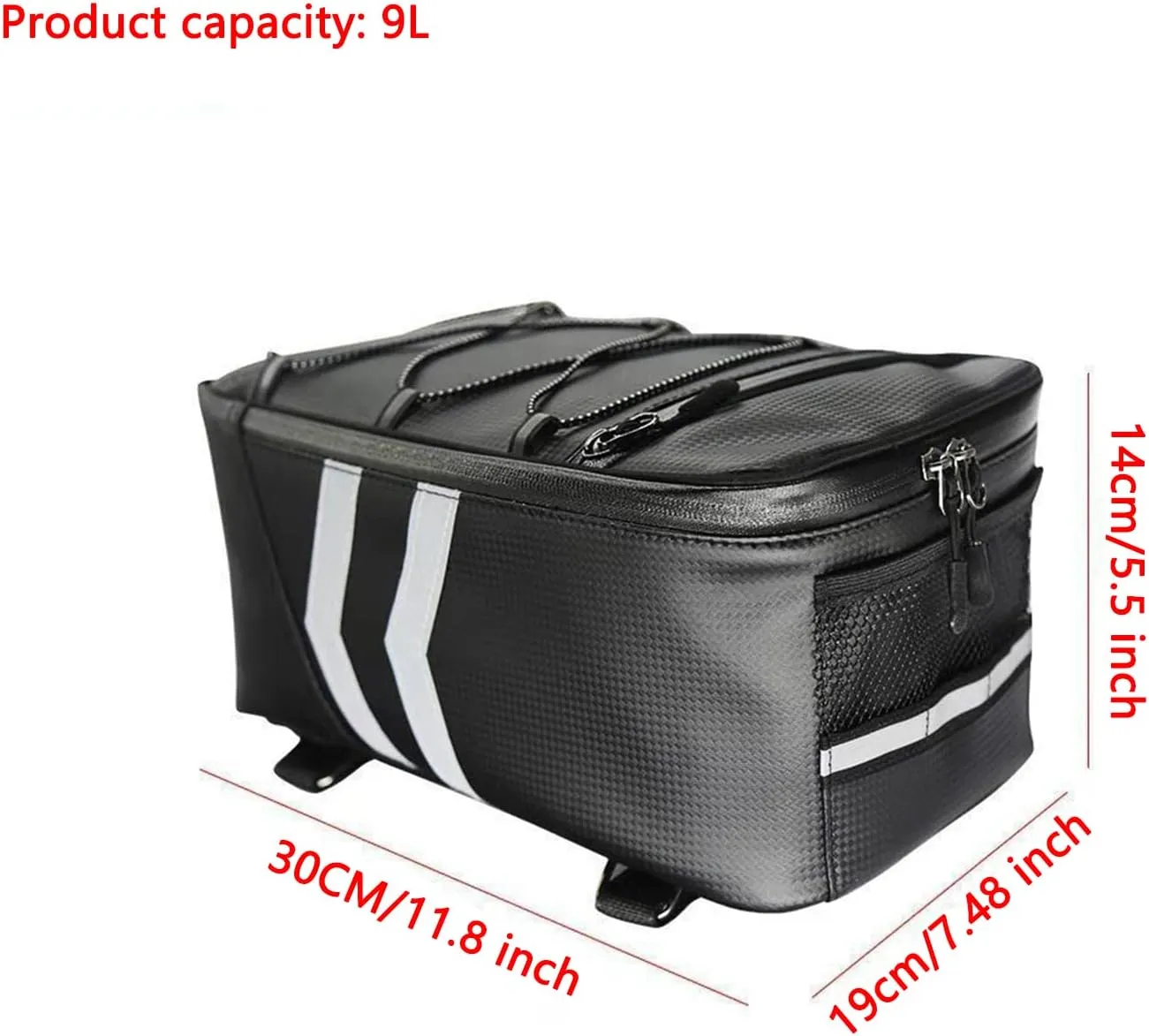 Motorcycle Tail Bag, Multifunctional Water Resistant Bicycle Tool Bag, Bike Saddle Bag with 8l/9l Large Capacity Storage Rear Rack Bag - Bike Cargo Bag for Commuter and Trekking Bikes