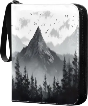 Mountain Painting Card Binder 4 Pocket Trading Card Album Fits 400 Sports/Game Cards, PU Cover 3 Ring Card Collection with 50 Removable Sleeves