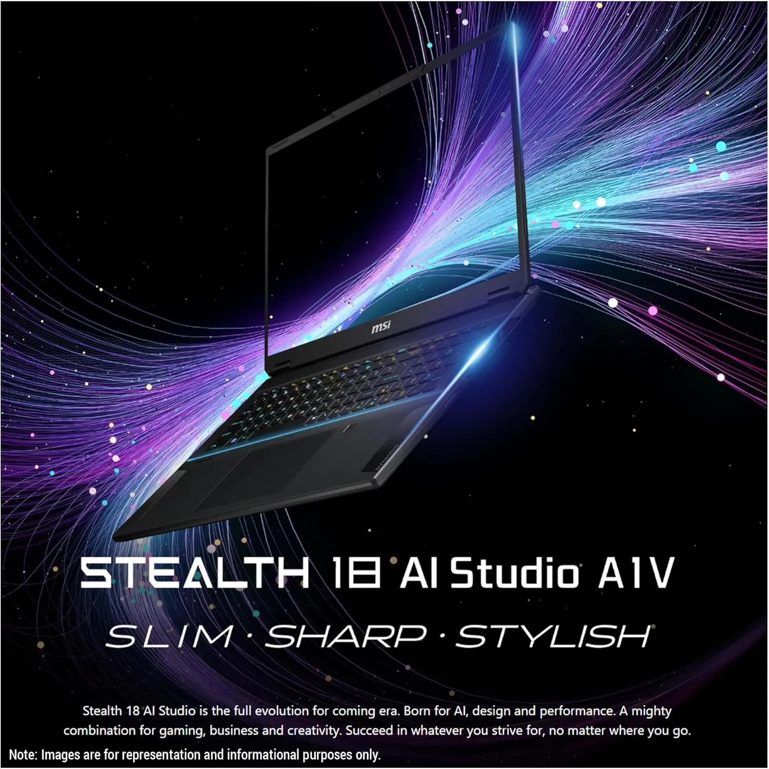 MSI Stealth 18 AI Studio Gaming Laptop, Intel Ultra 9-185H, 32 GB DDR5 RAM, 1 TB PCle SSD, 18” QHD  (2560x1600) 240Hz, Nvidia G-Force RTX 4080, Backlit Keyboard, W11 Home