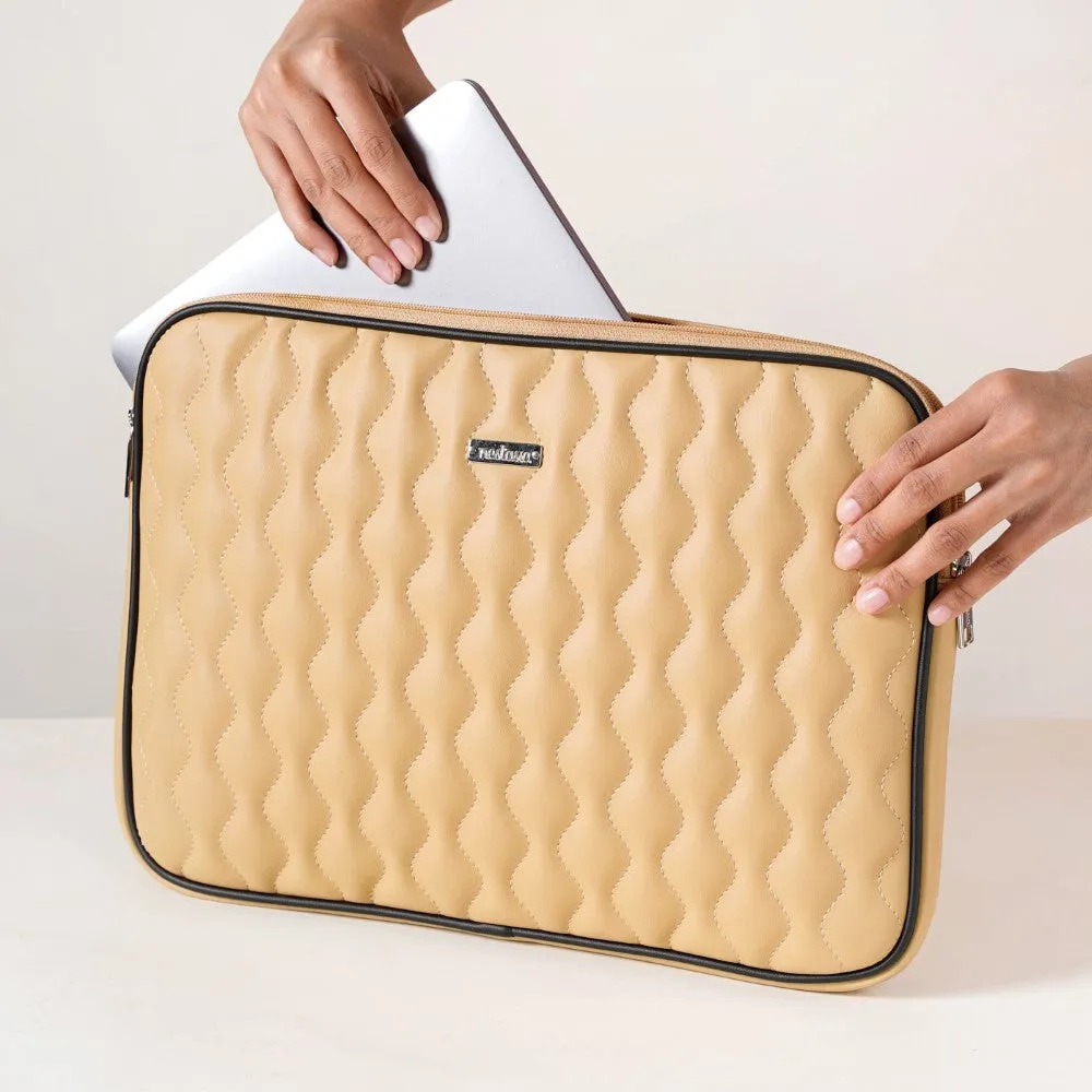 Multi Functional Water Resistant Laptop Sleeve Beige