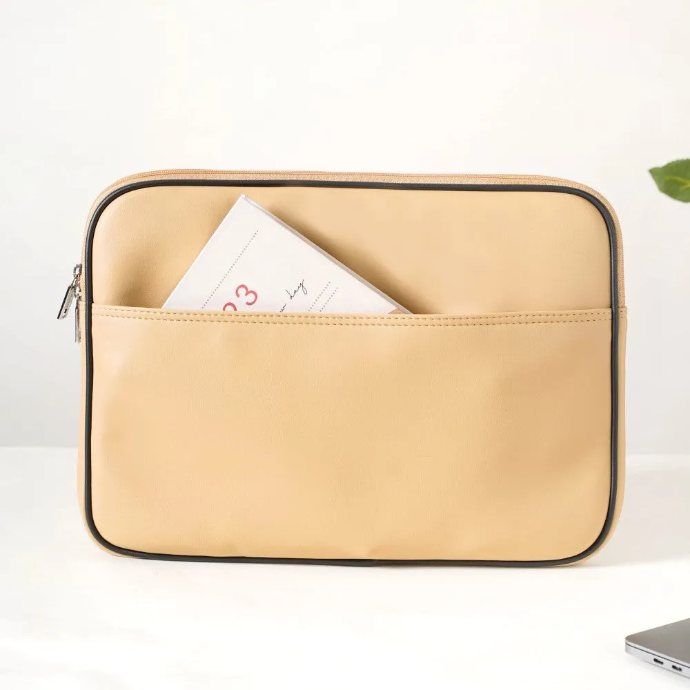 Multi Functional Water Resistant Laptop Sleeve Beige