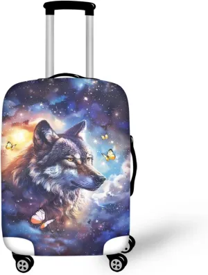 Mumeson 3D Wolf Luggage Cover Waterproof Anti Dust Suitcase Sleeve for Wheeled Suitcases Washable Suitcase Cover Cushion Luggage Protect Cover