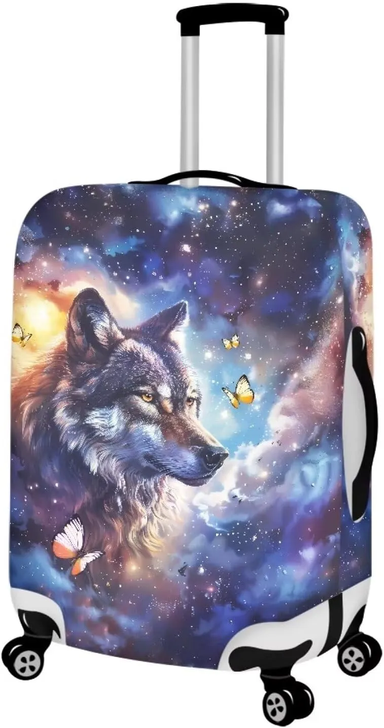 Mumeson 3D Wolf Luggage Cover Waterproof Anti Dust Suitcase Sleeve for Wheeled Suitcases Washable Suitcase Cover Cushion Luggage Protect Cover