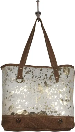 Myra Bags Largish Leather Tote Gold Fleck