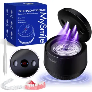 MySmile Ultrasonic Retainer Cleaner, 45kHz Retainer Cleaner Machine with Digital Timer, 200ML Portable Ultrasonic Retainer Jewelry Cleaner for Dentures, Aligner, Braces, Mouth Guard