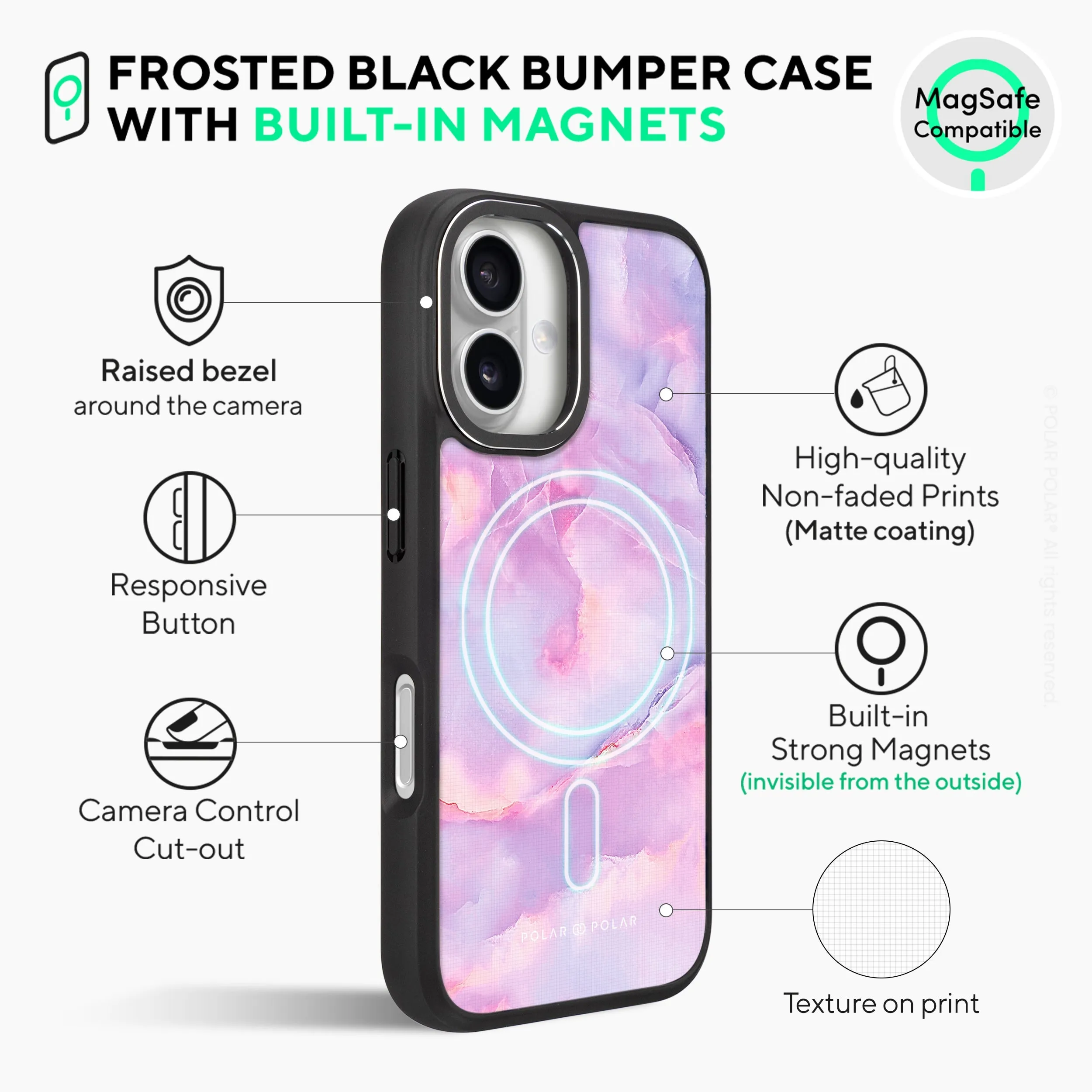 Mythical Sky - iPhone 16 Plus Frosted Black Bumper MagSafe Case
