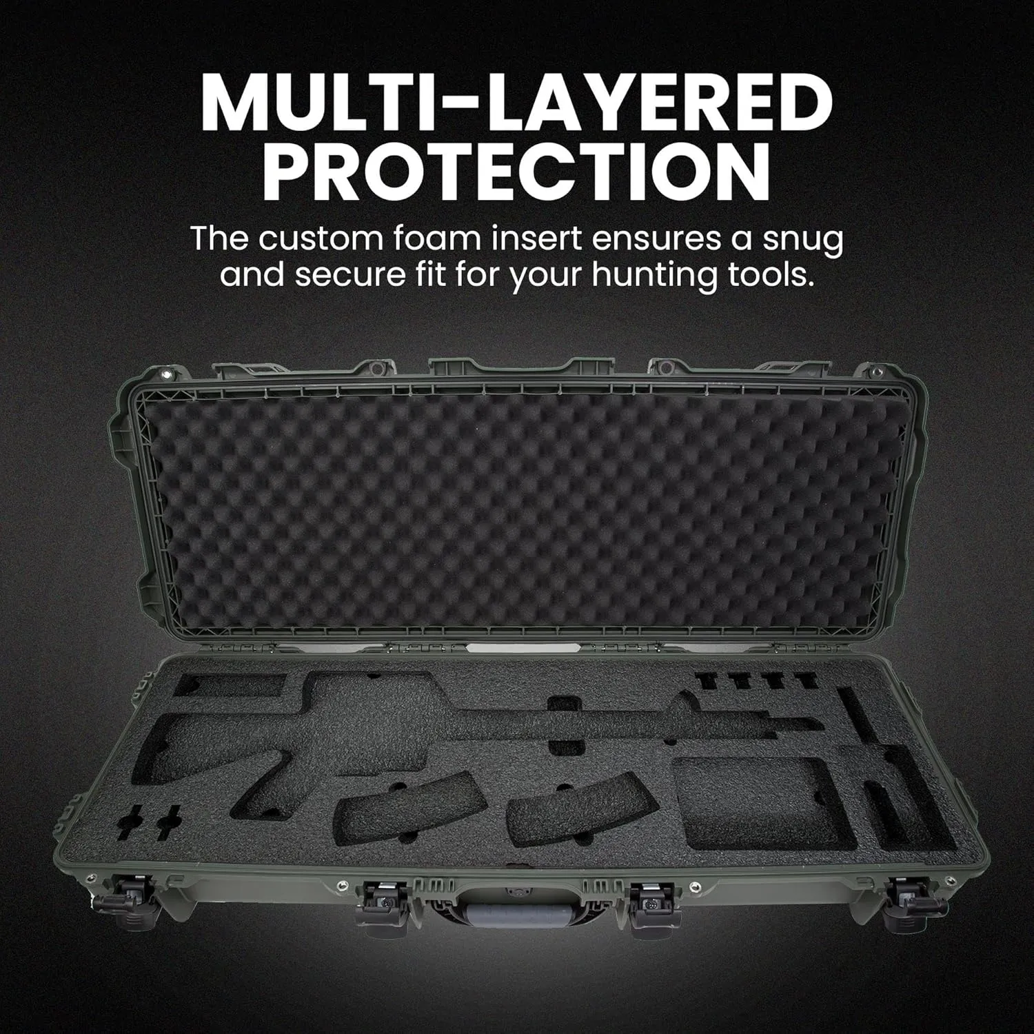 NANUK 985/990 Hard Case 40” and 47" with Wheels & Custom Fit Foam Insert, IP67 Waterproof & Crushproof, Rugged Construction for Ultimate Protection, Made in North America