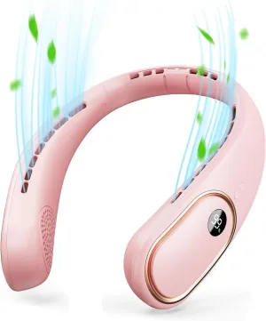 Neck Fan Rechargeable - 5000mAh Portable Neck Fan with Digital Display, 4 Speeds 75% Stronger Cooling, Hands-Free Personal Fan for Women/Men/Kids, Type-C Fast Charge, Gift-Ready Packaging