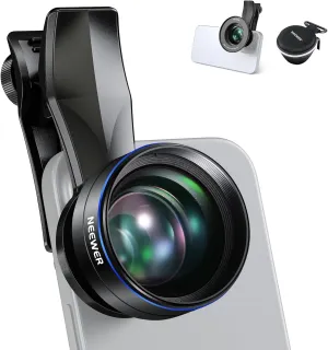 NEEWER 60mm Telephoto Lens with 17mm Thread Phone Lens Clip & 67mm Filter Adapter Ring, 2X Magnification Compatible with iPhone Samsung, LS-41 PRO