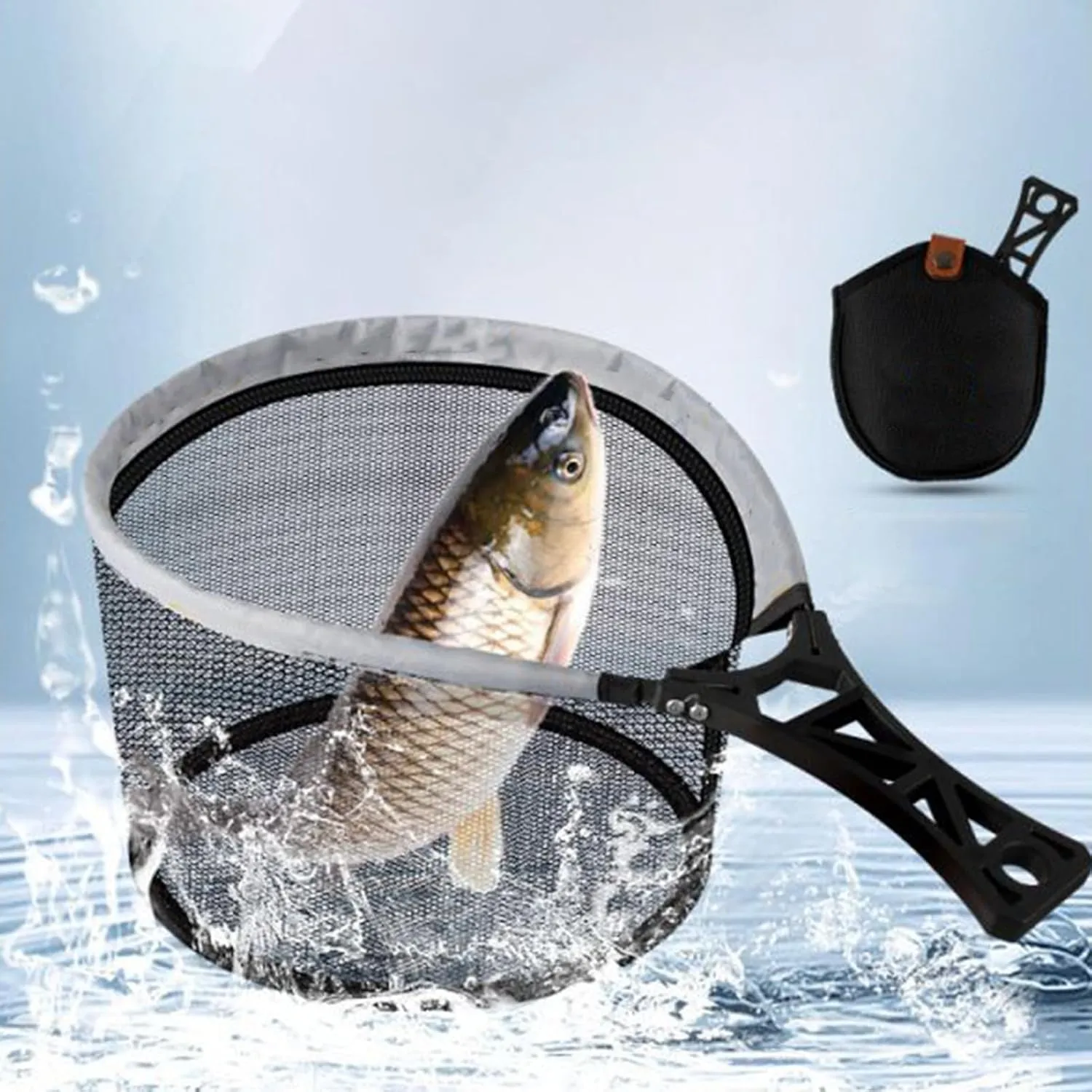Net with Handle, Nets for r, Foldable Scooper for Shrimp, Portable Outdoor Landing Net for Mountain Wolves Cases River Waters