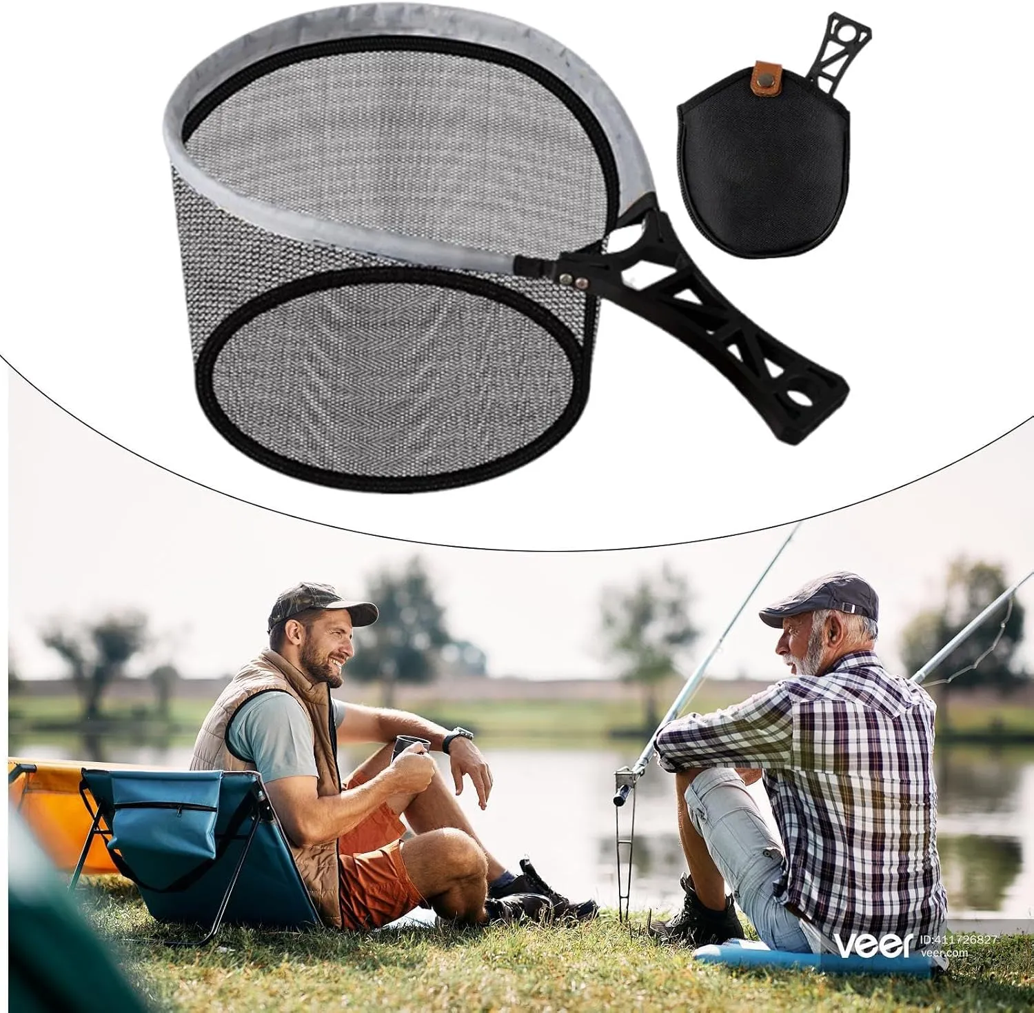 Net with Handle, Nets for r, Foldable Scooper for Shrimp, Portable Outdoor Landing Net for Mountain Wolves Cases River Waters