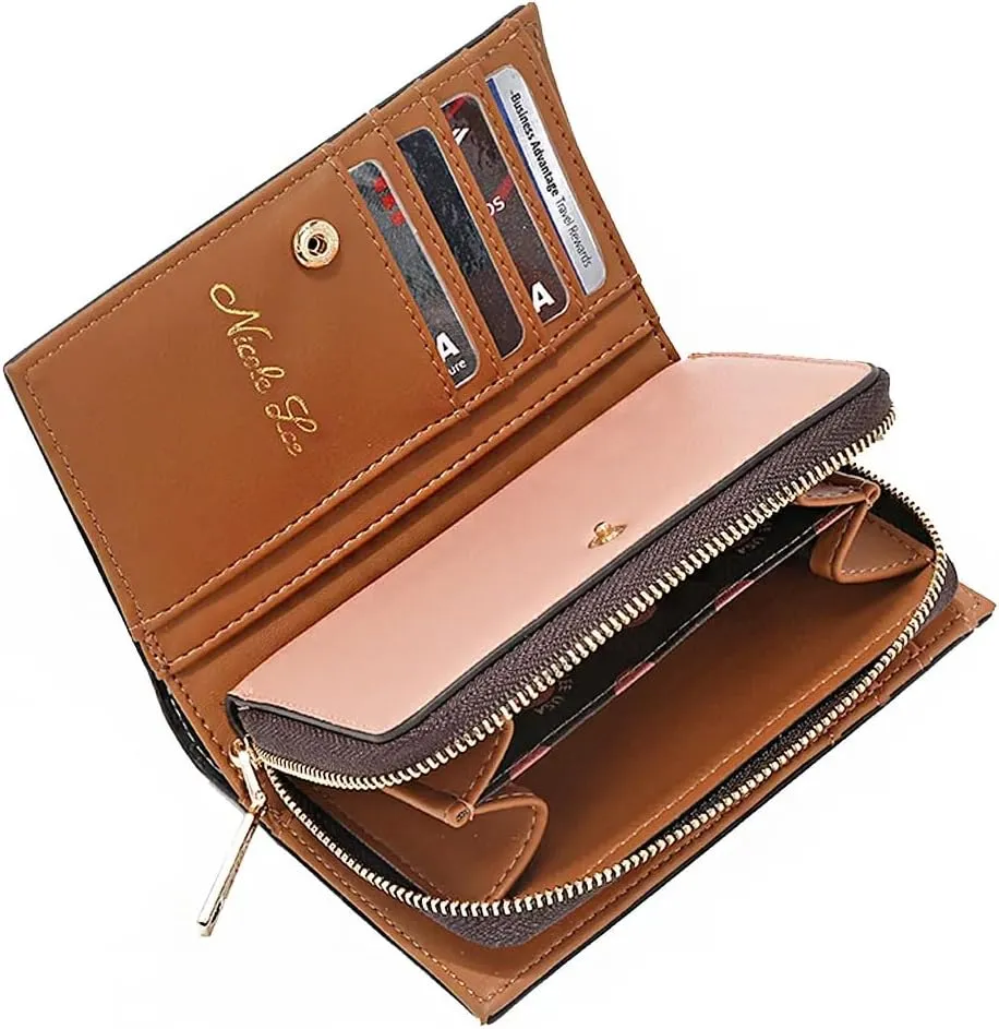 Nicole Lee Bifold Wallet, 7 Card Slots, Vegan Leather, RFID Blocking (LADIES NIGHT OUT)