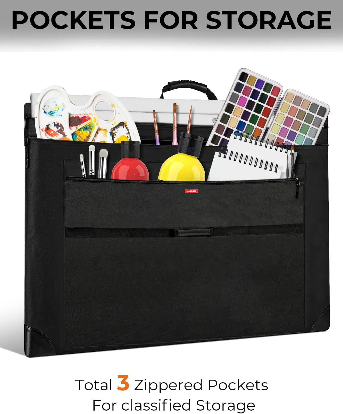 Nicpro Light Weight Art Portfolio Bag, 32 x 42 Extra Large Art Portfolio Case with Detachable Shoulder Strap, Leather Corners, Carrying Storage Case for Artwork, Canvas, Poster, Sketching, and Drawing