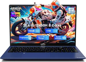 NIMO 15.6" FHD-IPS-Business Laptop, 8 Cores Intel i5-12450H 16GB RAM 1TB SSD(Beat i7-11800H, Up to 4.4 GHz) Computer with 100W Type-C Fingerprint Backlit Keyboard WiFi-6 Numpad Win 11