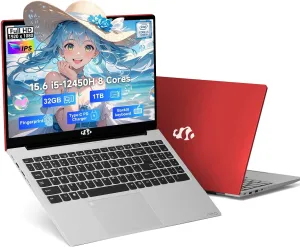 NIMO 15.6" IPS-FHD-Laptop, Intel i5-12450H 8 Cores 32GB RAM 1TB SSD (Beat i7-11800H, Up to 4.4 GHz) 100W Type-C Business-Computer, Fingerprint Backlit Keyboard WiFi 6 Numpad Win 11