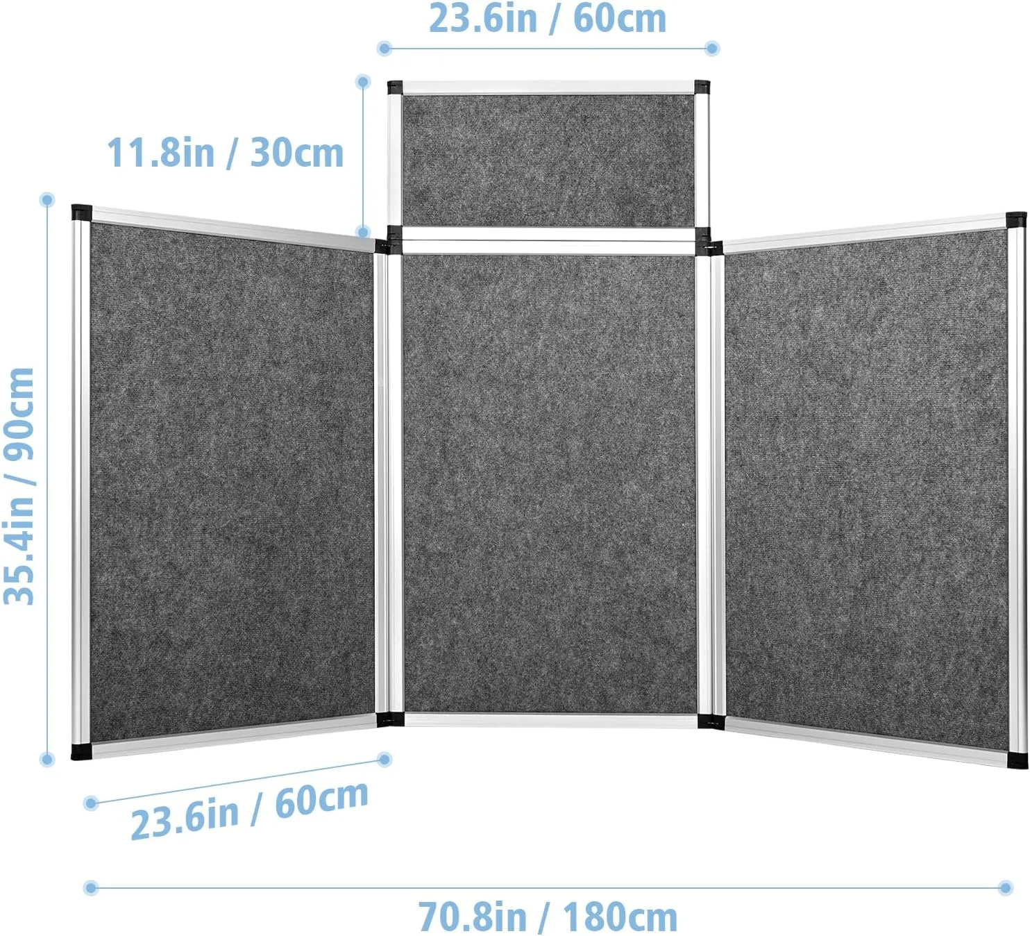 Nisorpa 3 1 Panel Trade Show Presentation Board 70.8 x 35.4 in Desktop Tri Fold Display Board Gray Single Sided Tabletop Display 4 Folding Panels with Moving Bag