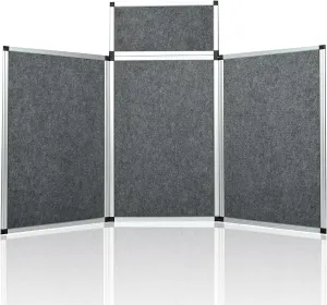Nisorpa 3 1 Panel Trade Show Presentation Board 70.8 x 35.4 in Desktop Tri Fold Display Board Gray Single Sided Tabletop Display 4 Folding Panels with Moving Bag