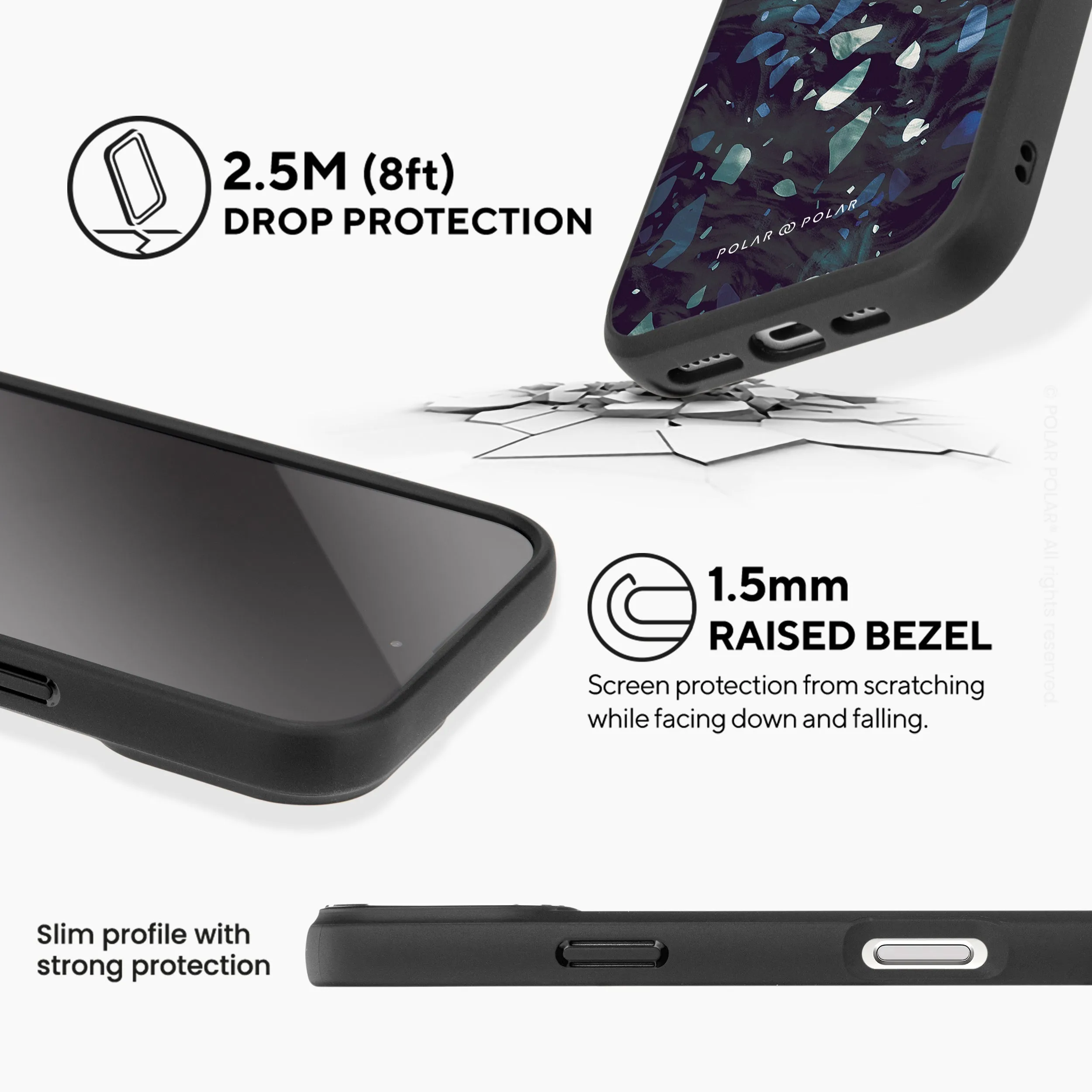 Nordic Terrazzo Gem - iPhone 16 Pro Frosted Black Bumper MagSafe Case
