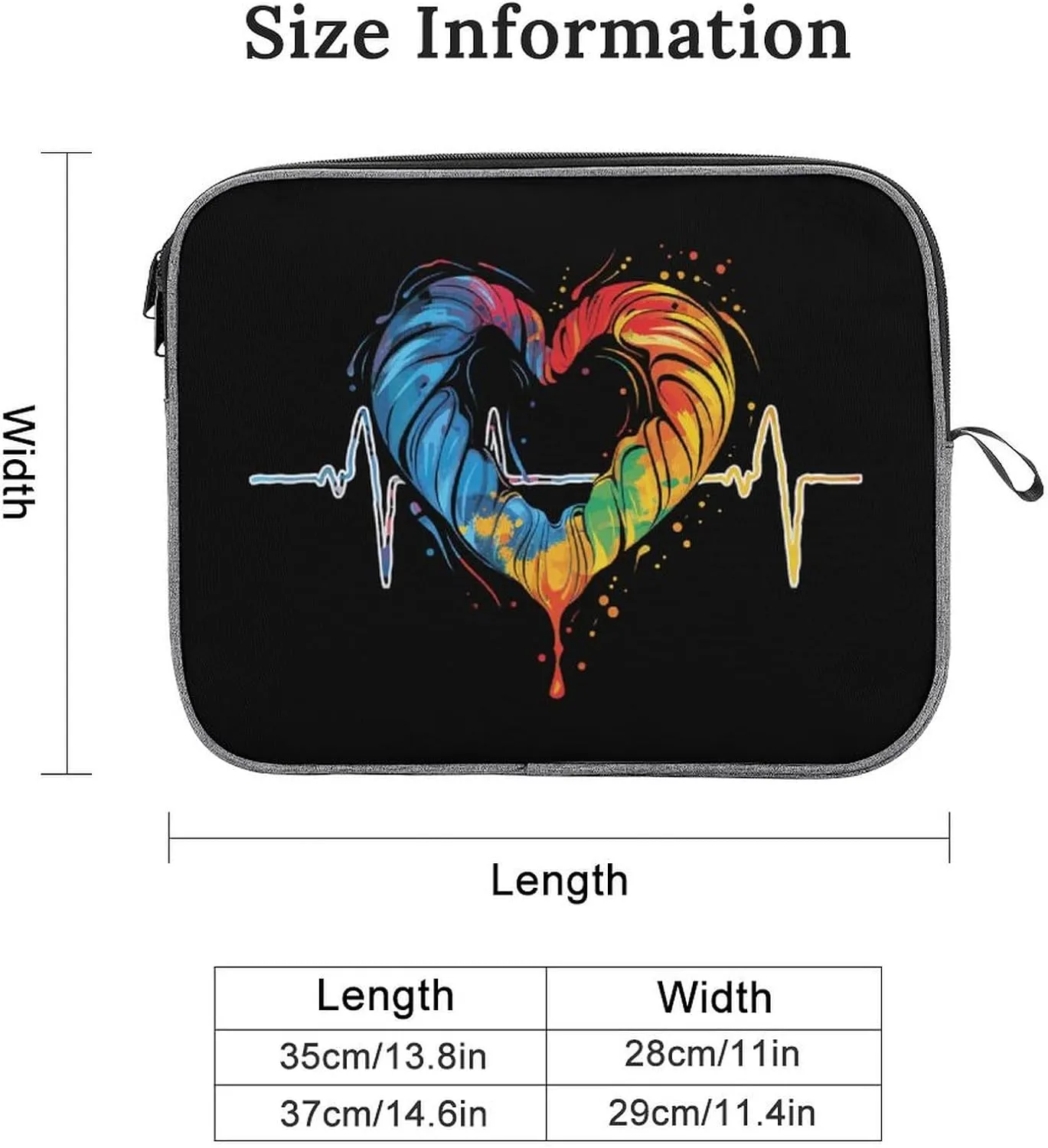 Nurses Tie-Dye Pulse Heart Laptop Bag Protective Laptop Sleeve Bag Briefcase Carrying Case Handbags for Men Women