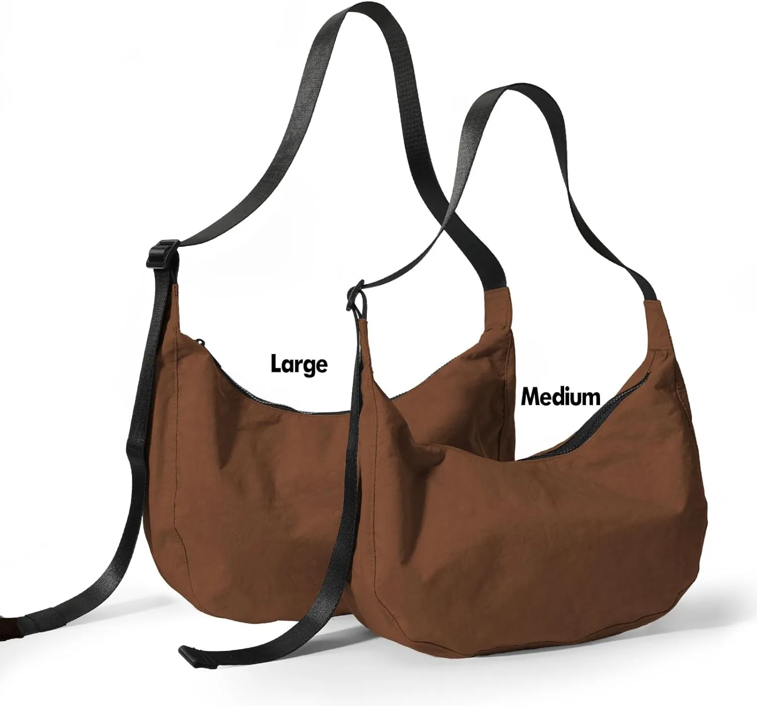 Nylon Crescent Bag - Casual Shoulder Crossbody with Adjustable Strap & Dual Interior Pockets