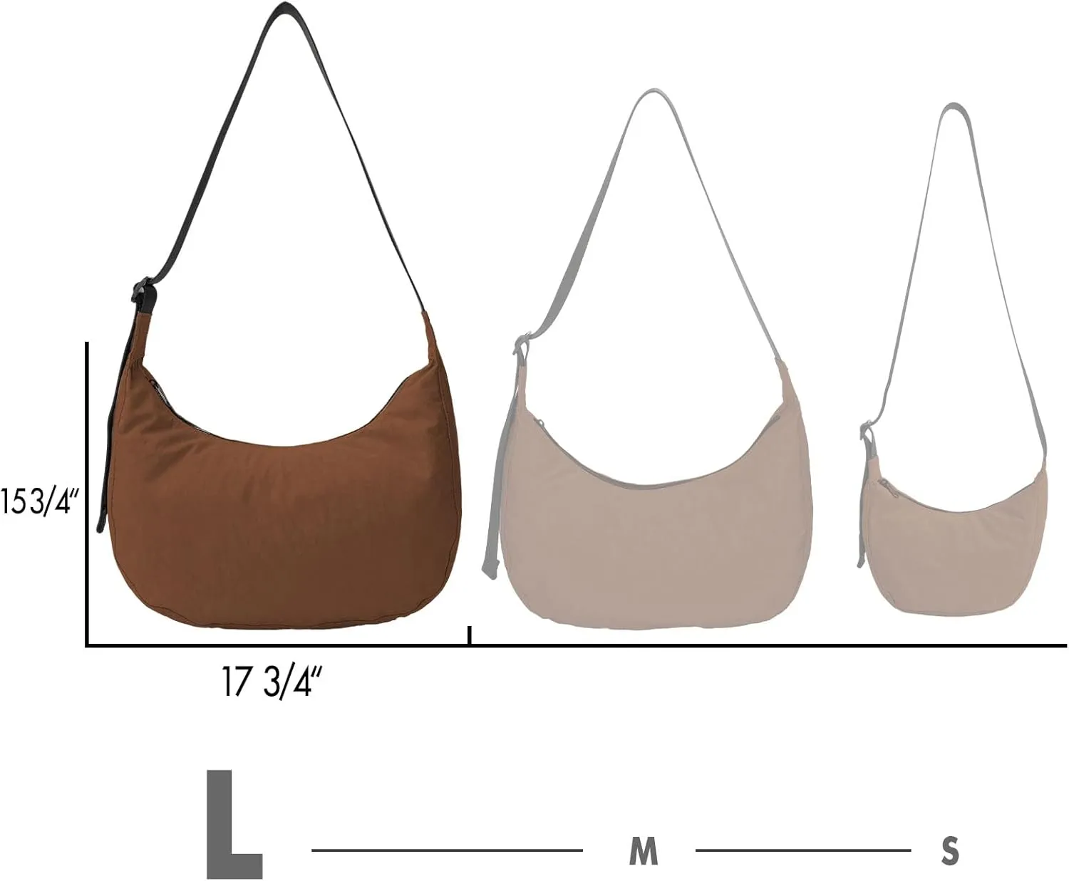 Nylon Crescent Bag - Casual Shoulder Crossbody with Adjustable Strap & Dual Interior Pockets