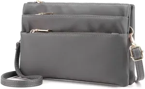 Nylon Small Cross Body Bags for Women Multi Pockets Phone Shoulder Bag Travel Mini Handbag Ladies Cross Body Bag (Grey)